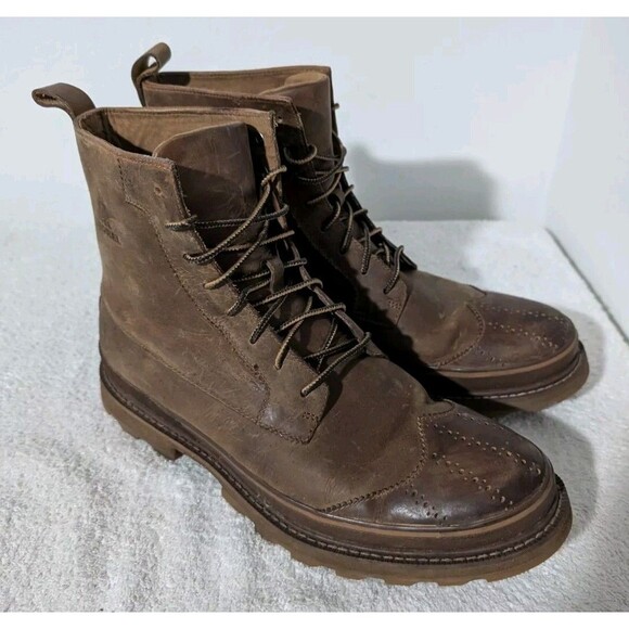 Sorel Madson Wingtip Waterproof Boots Mens Sz 10.5 Brown Lace Up - Picture 1 of 12